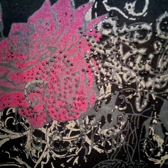 Waterfall Cardigan with Long Sleeves and Floral Embellishment - Picture 9 of 9